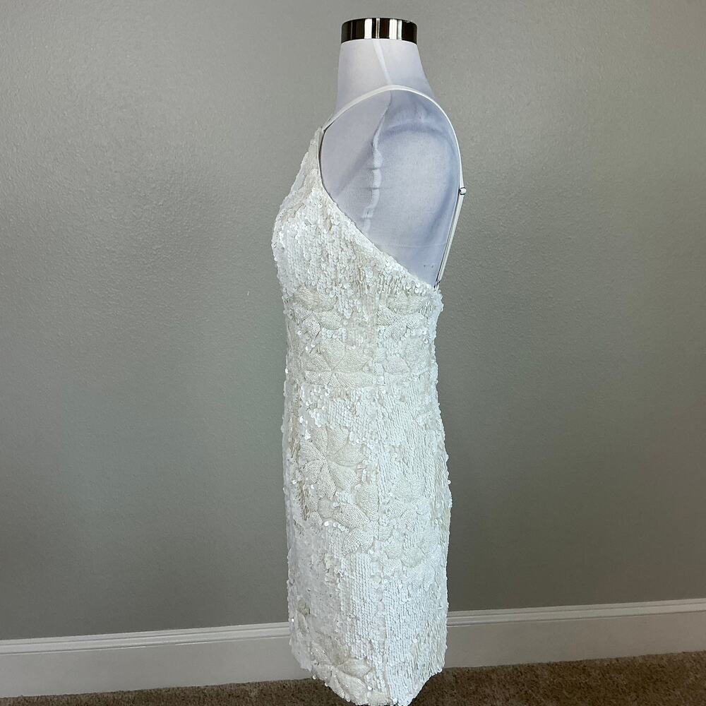 Dress the Population Sequined Halter Mini Sheath Cocktail Dress White Size Small - Picture 6 of 12